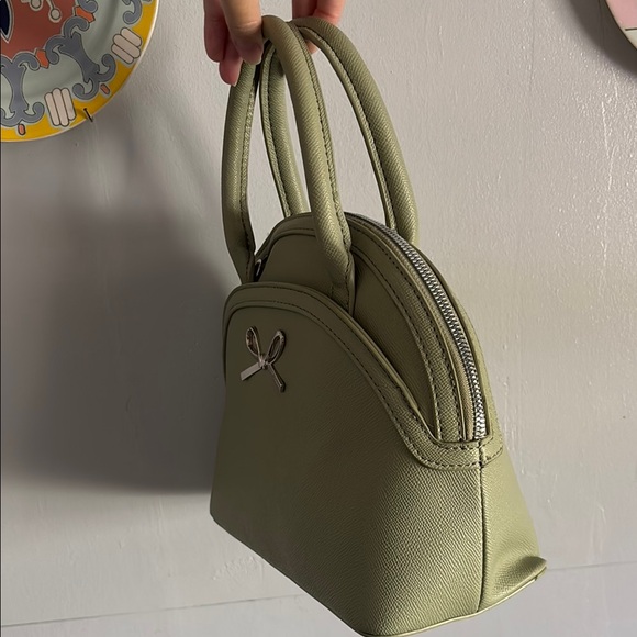 Betsey Johnson Sage Mint Green Satchel Top Handle Crossbody with Floral Pouch - Picture 7 of 16